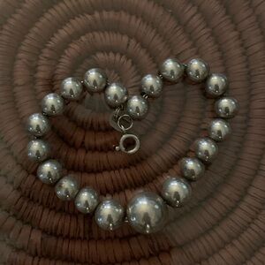 Vintage Sterling Silver Graduated Ball Beads Bracelet Signed 13.43 grams